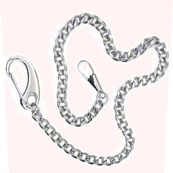 Watchvshop Pocket Watch Chain Albert Chain Silver Tone Fine Polish Vest Chain with Large Lobster Claw Clasp FC13A