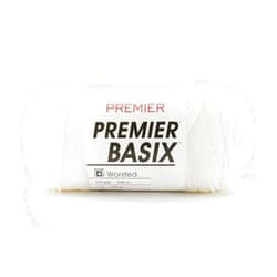 Premier Yarns Basix, Solid Worsted Yarn, Made of Acrylic, Ideal Yarn for Crocheting and Knitting, White, 359 Yards