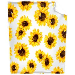 Daiitokuo Sunflower Blanket White Double Sided Print Luxury Fleece Microfiber Lightweight Plush Ultra-Soft Throw Blanket Fuzzy Blankets for Bed Couch Sofa 40