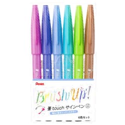 Pentel Brush Touch Sign Pen, Set of 6 Colors