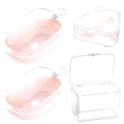 Pimoys 4 Pcs Makeup Sponge Holder Case, Beauty Blender Holder Cosmetic Egg Makeup Sponge Powder Puff Protective Container Storage Box for Travel (Transparent)