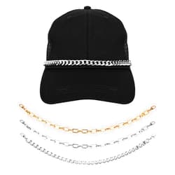 PEUTIER 3pcs Trucker Hat Chains, Stylish Silver Gold Hat Accessories Chains Decorative Baseball Cap Chain Trucker Hat Bill Chains Party Supplies for Hat Phone Case Necklace Purse