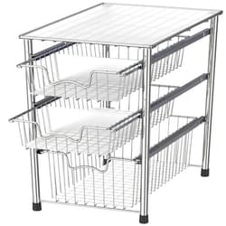 Simple Houseware Stackable 3 Tier Sliding Basket Organizer Drawer, Chrome
