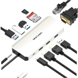 WAVLINK 12-in-1 USB C Hub Triple Display USB C Docking Station Multiport Adapter with Dual 4K HDMI,VGA,Ethernet,87W Power Delivery,USB 2.0/3.0,SD/Micro SD Card Reader for Dell/HP/Lenovo/MacBook Laptop