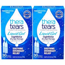 TheraTears Liquid Gel Nighttime Eye Drops for Dry Eyes, 30 Count (Pack of 2)