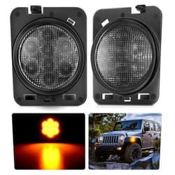 Nilight JK Side Marker Light 8LED Smoked Lens Amber Front Fender Indicator Light Turn Signals Light IP67 Waterproof Clearance Light Compatible with 2007-2017 Wrangler JK JKU