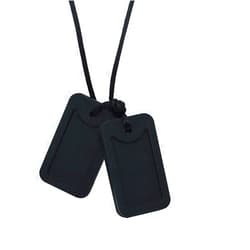 KongNai Sensory Chew Necklace for Kids and Adults, Silicone Dog Tag Pendant Chewy for Autism ADHD SPD PICA and Oral Motor Chewing Needs, Fidget Chewable Necklaces (Black)