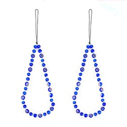 GOMAKERER 2 Pcs Evil Eye Phone Charm Strap 27cm, Blue Evil Eye Lampwork Beaded Phone Lanyard Wrist Strap Handmade Phone Chain Keychain Wristlet Lucky Phone Chain Holder for Women Girls