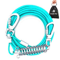 Snagle Paw Tie Out Cable for Dogs, 50FT Dog Leads for Yard Chew Proof, Heavy Duty Dog Tie Out Cable for Large Dogs Up to 125lbs, Durable Dog Runner for Yard or Camping