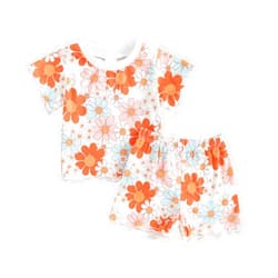 Molgkyo Toddler Baby Girl Summer Clothes Floral Print Short Sleeve T-shirt Tops and Shorts Outfit Casual 2Pcs Clothing Set
