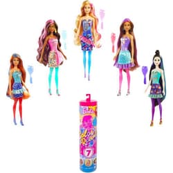 Barbie Color Reveal Doll with 7 Surprises: 4 Bags Contain Skirt, Shoes, Earrings & Brush; Water Reveals Confetti-Print; Doll’s Look & Color Change on Hair & Face; Party Series [Styles May Vary]