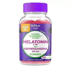 WellYeah Melatonin (2mg) with Ashwagandha (850mg) Sugar Free Gummies - Sleep Aid & Stress Relief Supplement - with Chamomile, Lemon Balm, Lavender, and Valerian - Natural BlackBerry Flavor - 60 Count