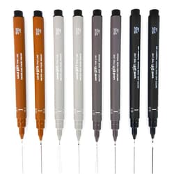Uni Pin Fineliner Drawing Pen - Sketching Set of 8-0.1mm / 0.5mm - Black, Dark Gray, Light Gray, and Sepia