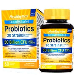 NewRhythm Probiotics 50 Billion CFU 20 Strains, 60 Veggie Capsules, Targeted Release Technology, Stomach Acid Resistant, No Need for Refrigeration, Non-GMO, Gluten Free 60 Count (Pack of 1)