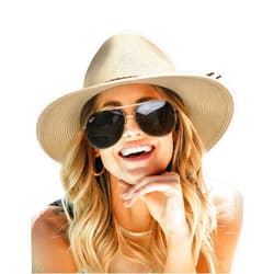 FURTALK Sun Hats for Women Summer Wide Brim UV UPF 50+ Panama Fedora Foldable Packable Straw Beach Hat