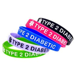 Crounuas Rubber Bracelets TYPE 2 DIABETIC Silicone Wristband Soft Inspirational Rubber Bracelets,Rubber Wristbands with Sayings Rubber Bands for Men&Women 5 Pcs