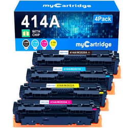 MyCartridge 414A Toner Cartridges 4 Pack (with Chip) Compatible Replacement for HP 414A 414X for Color Laserjet Pro MFP M479fdw M479fdn M479dw Pro M454dw M454dn M479 M454 Printer Ink W2020A W2020X High Yield