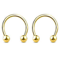 Evonix 2pc 14g Black Surgical Stainless Steel Horseshoe Hoop 4mm Ball Circular Barbells Earrings Cartilage Helix Septum Nose Lip Rings - 10mm