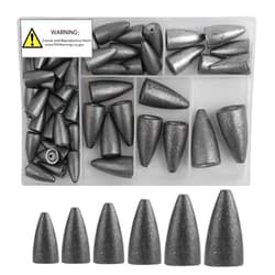 FCFKUK 50Pcs Fishing Sinkers Weights Kit Worm Fishing Sinker Weight Bullet Lead Sinkers Fishing Set