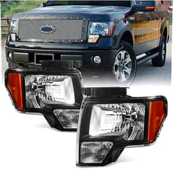 ACANII - For Black 2009-2014 Ford F150 Replacement Headlights Lamps Aftermarket Driver + Passenger Side