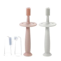 PandaEar Baby Finger Toothbrush Silicone Toothbrush Pink+Blue (3 Set)| Oral Care for Infants Ages 3 Months Plus