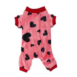 Topbuti Dog Pajamas Love Heart Dog Sweater Pjs Warm Soft Pet Holiday Clothes Puppy Jumpsuits Onesie Outfits for Small Dogs and Cats (Small, Heart)
