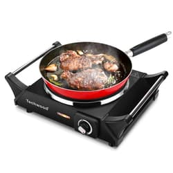 Techwood Hot Plate Portable Electric Stove 1500W Countertop Single Burner with Adjustable Temperature & Stay Cool Handles, 7.5” Cooktop for Dorm Office/Home/Camp, Compatible for All Cookwares