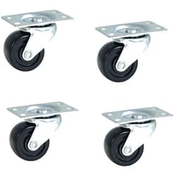 POWERTEC 2 Inch Swivel Caster Wheels Set of 4 with 160 lbs Loads, Heavy Duty Plate Casters, Rubber Castor Wheels for Furniture, Cart, Dolly and Workbenches (17210)