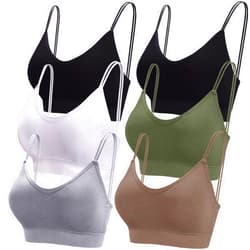 BQTQ 6 Pcs V Neck Bralettes for Women Padded Bralette with Straps Seamless Bra