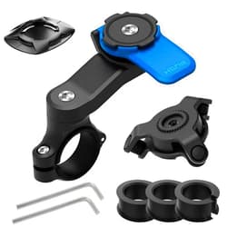 LLII Motorcycle Phone Mount Bike Handlebar Cell Phone Holder Fork Stem Case for GPS, 360°Rotation Shock-Absorbing Riding Navigation Fixed Bracket for 4.7In-7.2In Smartphones(Blue)