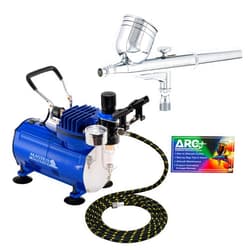 Master Airbrush Professional Master Airbrush Multi-Purpose Gravity Feed Airbrushing System Kit - Model G22 Gravity Feed Dual-Action Airbrush with 1/3 oz. Fluid Cup and 0.3 mm Tip, Hose, Powerful 1/5hp Air Compressor