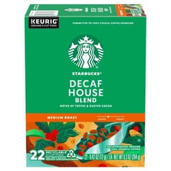 Starbucks K-Cup Coffee Pods, Medium Roast Coffee, Decaf House Blend for Keurig Coffee Makers, 100% Arabica, 1 box (22 pods)