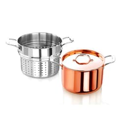 Artaste 56877 Rain Tri-Ply Copper Clad Induction Ready Stock Pot with Steamer, 7.5-Quart