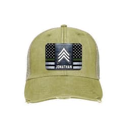 MINIVINE Personalized Gifts - Ollie Cap - Custom Police Dispatcher Army Veteran Corrections Officer Firefighter Cap - Thin Line Flag