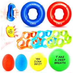 FitBeast Grip Strength Trainer Kit, 9-Piece Hand Strengthening Devices with 3 Finger Exerciser, 2 Dual-Force Forearm Strengthener, Finger Stretchers & Stress Balls for Rehab & Recovery