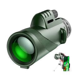 AZURAOKEY Monocular Telcope, AZURAOKEY 80x100 HD Monocular for Adult th Prism & FMC Lens, Litweit Monocular th Smartph Adapter Suitable for Bird Watching Hiking Traveling (Green)