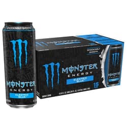 Monster Energy Electric Blue, Energy Drink, 16 Ounce (Pack of 15)