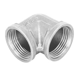 AMONIDA Stainless Steel Pipe Fitting, DIY Projects Threaded Pipe Fitting Elbow, G1in Female Thread Elbow for Gas Building Materials Hardware Plumbing
