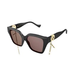 Gucci Women's Rectangular Sunglasses, Shiny Black, One Size
