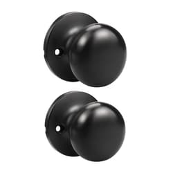 GOBEKOR 2 Pack Single Dummy Door Knobs Matte Black Interior Dummy Knobs for French Doors Round Door Knobs Stainless Steel Door Pull