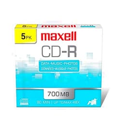 Maxell Slim Polycarbonate Substate 700Mb 80 Min CD-Recordable Slim Jewel 5 Pack