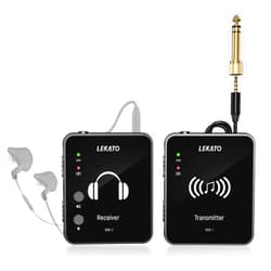 LEKATO MS-1 Wireless in Ear Monitor System, 2.4GHz Stereo in-Ear Monitoring with Transmitter Receiver Clip On, One to Many, Auto-Pairing,Wireless IEM for Band Rehearsal,Studio, Church,Small Gigs