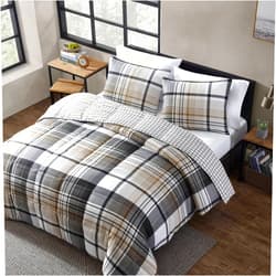 Eddie Bauer - Queen Comforter Set, Plaid Reversible Bedding, Stylish & Warm Home Decor (Normandy Grey, Queen),Grey/White/Beige