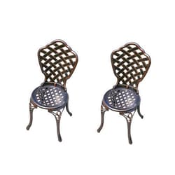 FAPOLITE Cast Aluminum Patio Outdoor Dining Chairs Portable Outdoor Patio Chairs Set of 2 Indoor Outdoor Bistro Deck Metal Chairs for Garden Backyard Lawn (Chair-L)