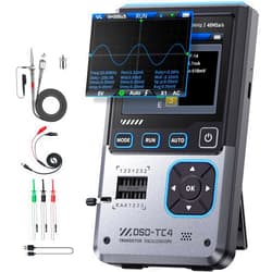 FNIRSI DSO-TC4 Handheld Oscilloscope, 10MHz Bandwidth 48MSa/s Sampling Rate Transistor Tester Digital Oscilloscope DDS Signal Generator 3 in 1, Voltage Continuity Zener Diode Triode Component Tester