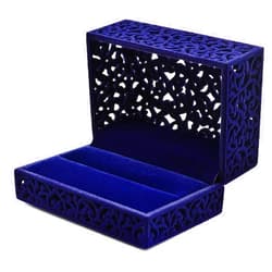 HOLLY TRIP Ring Box, Hollow Square Velvet Couple Double Rings Gift Box Wedding Ring Jewelry Box for Proposal Engagement, Royal Blue