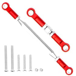 Vgoohobby Metal Adjustable Turnbuckles Camber Links Pull Rod Steering Servo Linkages Tie Rod Compatible with MN Model MN D90 99S MN90 1/12 RC Crawler Car (Red)