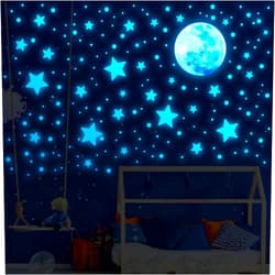 Molain 538Pcs Glow in The Dark Wall Stickers, Luminous Ceiling Stars Moon Space Galaxy Universe Planet Wall Decals Self-Adhesive Glowing Stickers for Kids Bedroom Nursery Living Room Decor (Blue)