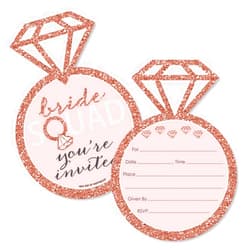 Big Dot of Happiness Bride Squad - Shaped Fill-In - Rose Gold Bridal Shower or Bachelorette Party Invitation Cards with Envelopes - Set of 12