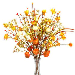 JINGHONG 6 PCS 17 Inch Fall Floral Stems Artificial Autumn Flower Picks Pumpkin Sticks Branches with Pip Berries for Thanksgiving Day Harvest Festival Centerpieces Flower Arrangements DIY Crafts